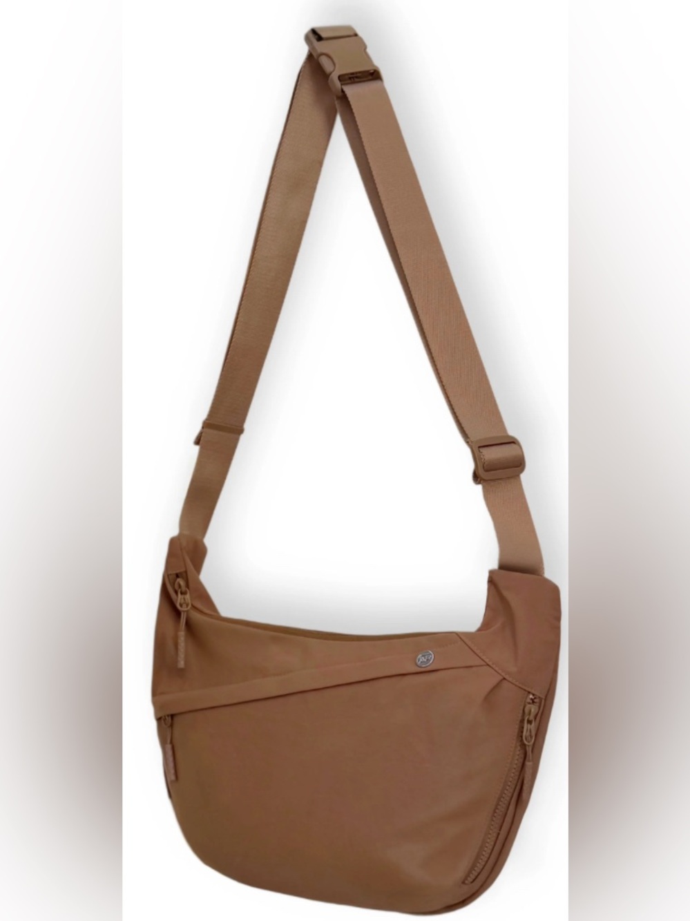 Iris & Rainbow Hip Hugger Brown Crossbody Shoulder Bag - Small Silver Logo